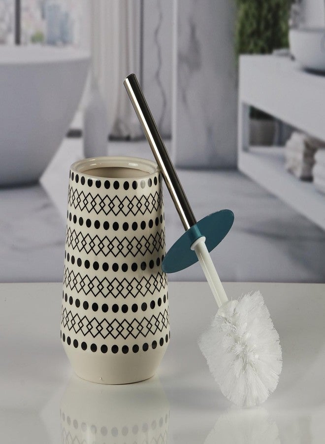 Kookee Ceramic Toilet Cleaner Brush with Holder Stand for Bathroom, Commode, Washroom, Toilet Cleaning Brush, White (11178) - Image 1